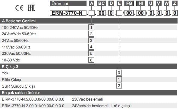 emko-erm-3770-n kodları